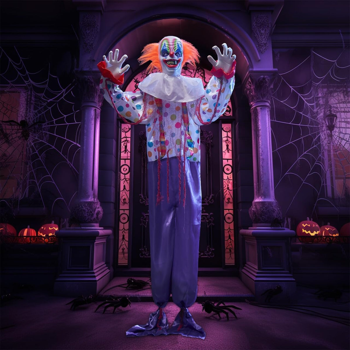 JOYIN front view of hanging clown with haunted expression adds curb appeal