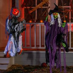 JOYIN front view of witch and pumpkin set showing ready-to-hang decor and appeal
