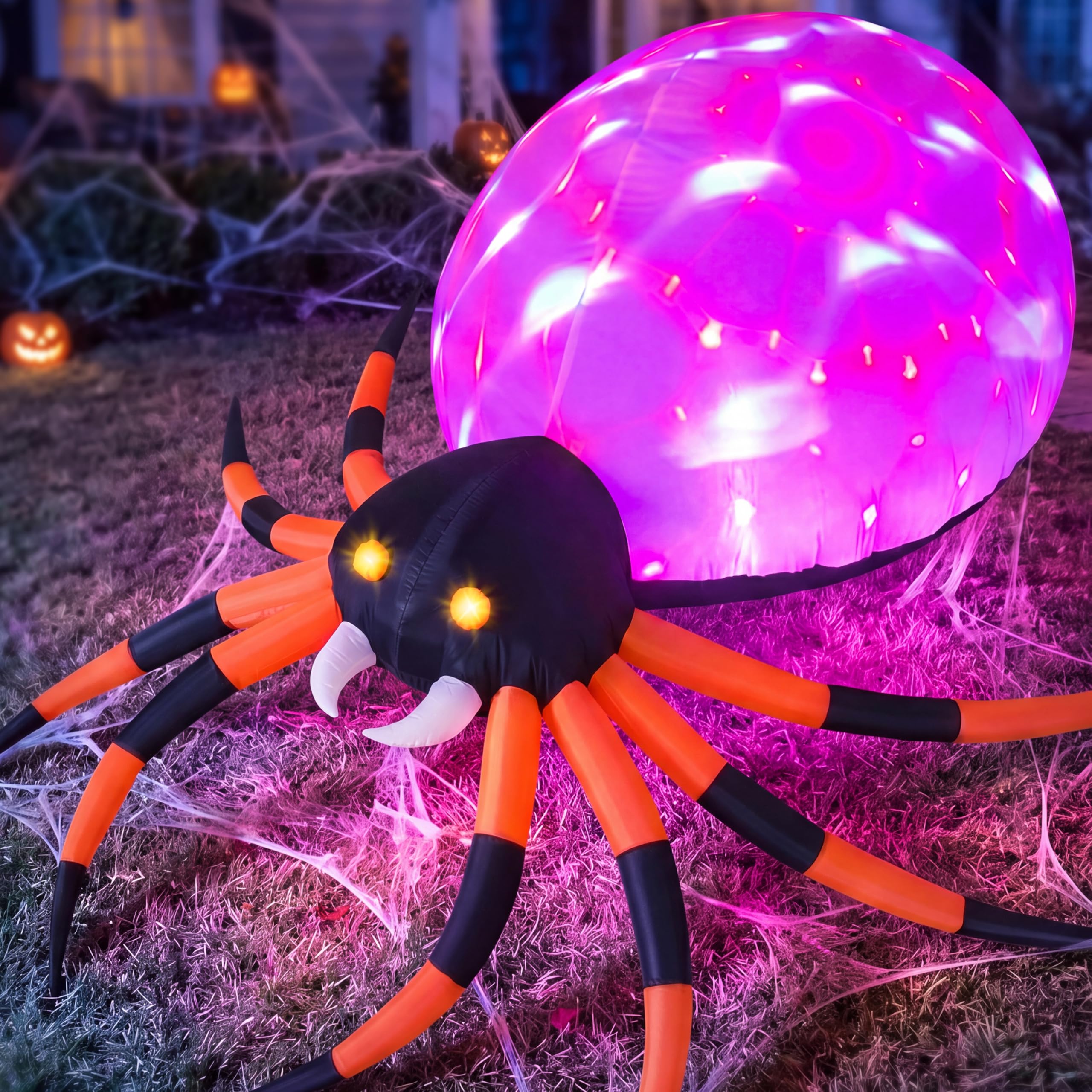 JOYIN giant spider front view showing dramatic outdoor presence