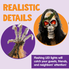 JOYIN zombie groundbreaker staged in a lawn to frighten trick-or-treaters