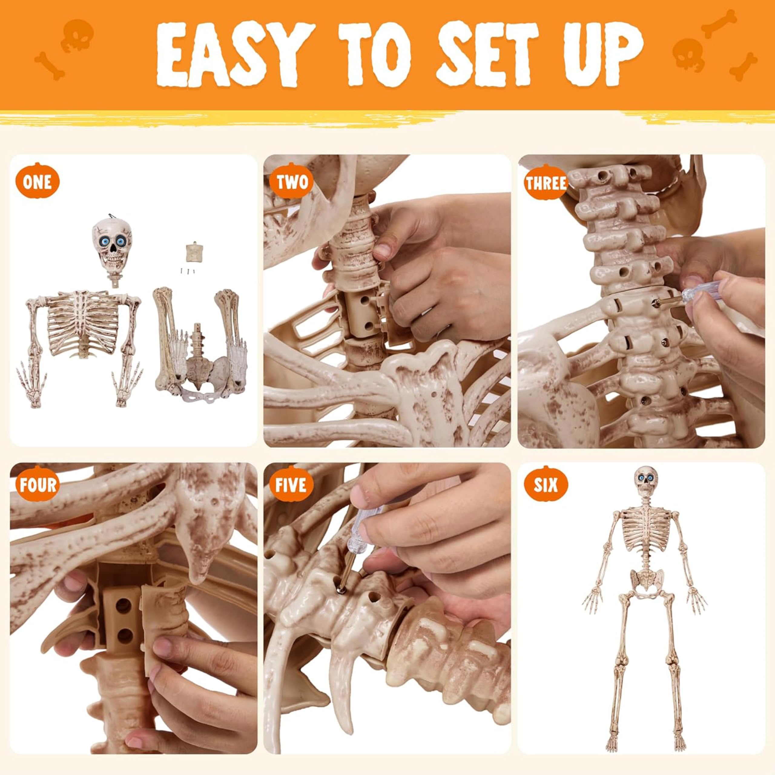 JOYIN skeleton in haunted yard scene adding motion and layered atmosphere