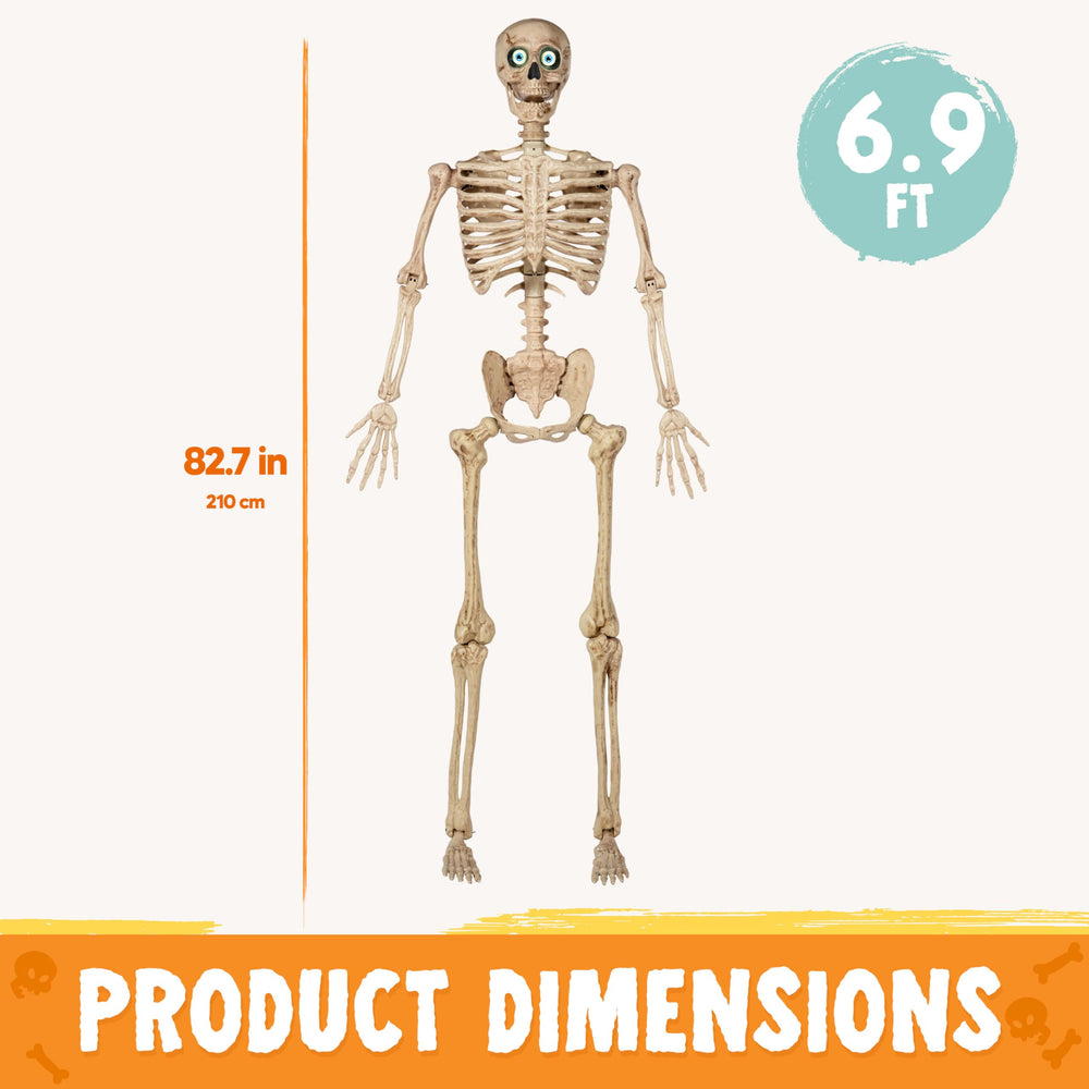 JOYIN skeleton at night with blinking eyes for dramatic Halloween effects
