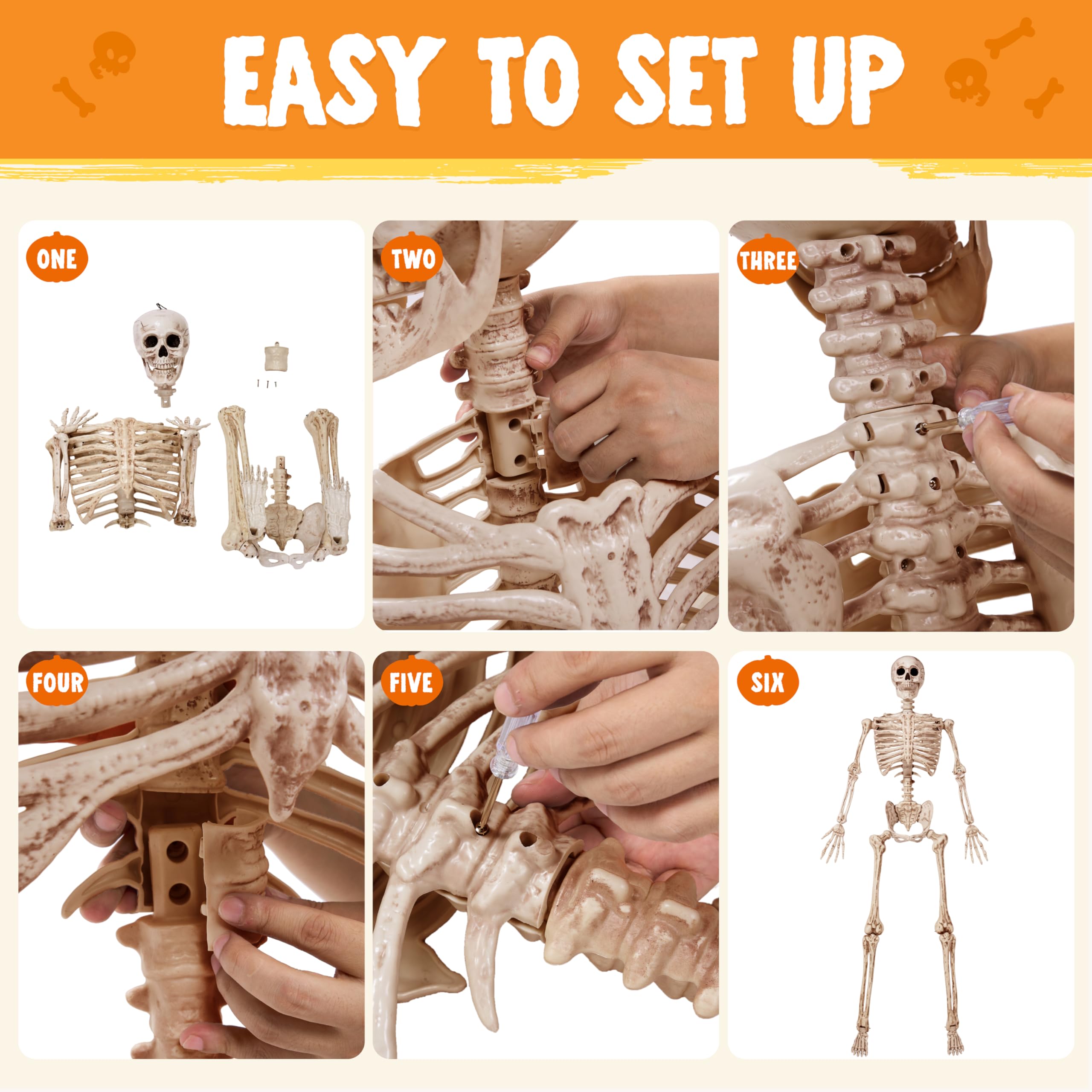 JOYIN seated skeleton indoors showing versatile posing for party scenes