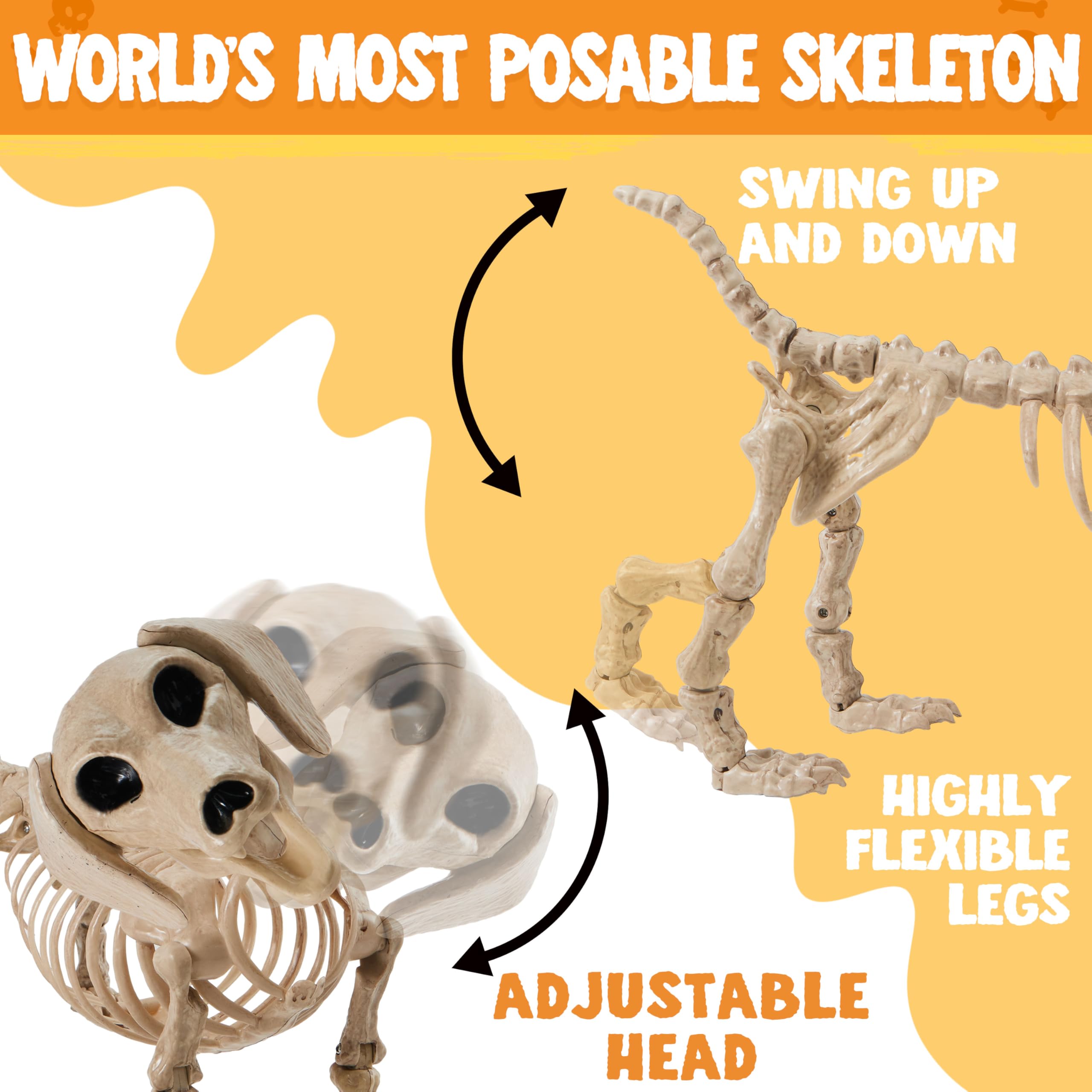 JOYIN wiener dog skeleton on porch creating haunted holiday curb appeal