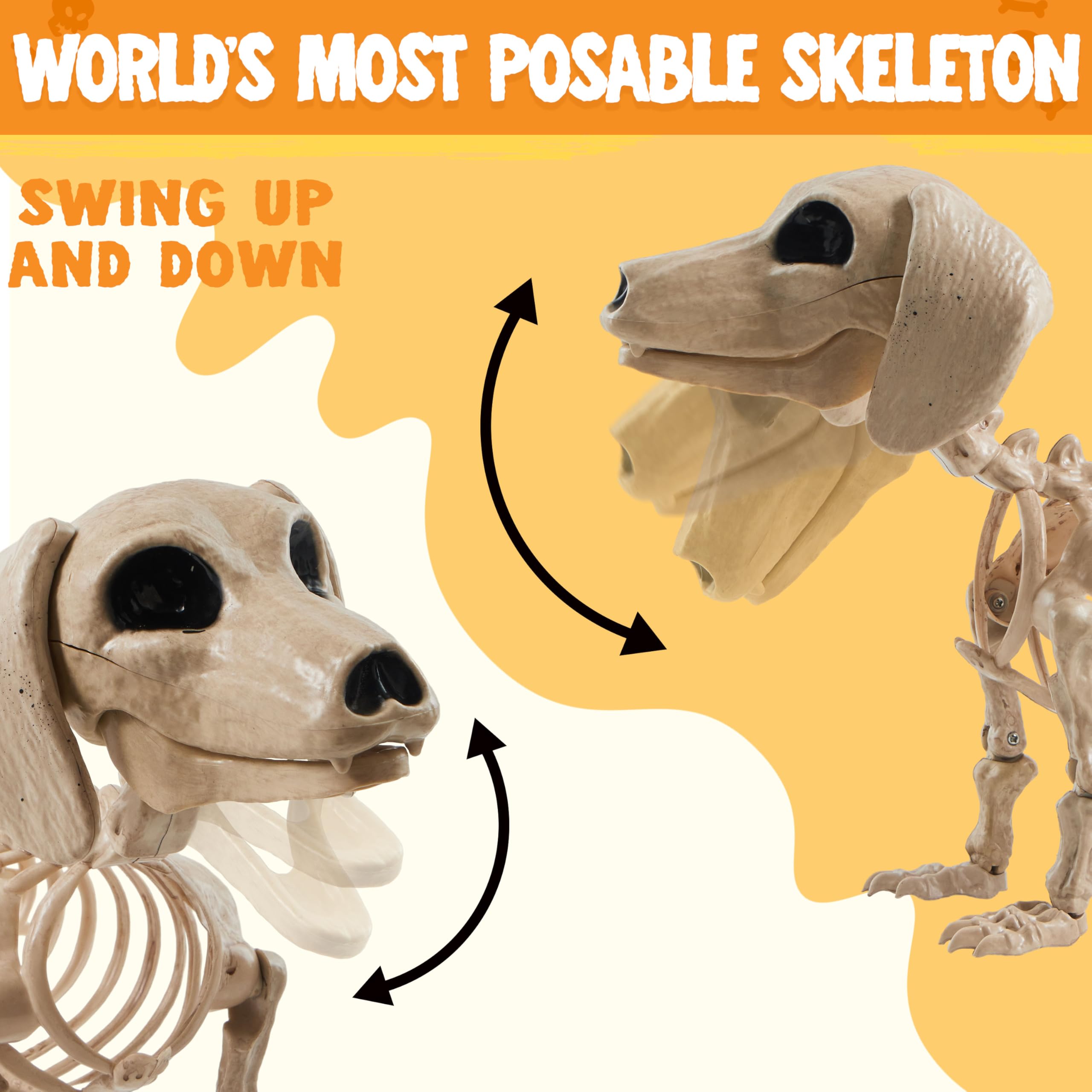 JOYIN wiener dog skeleton posed on tombstone adding eerie focal point