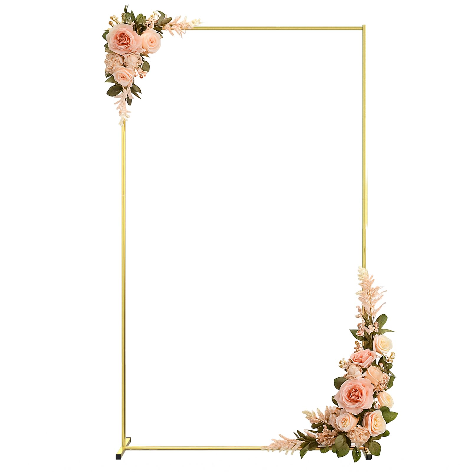 JOYOUSQ gold arch front view showing elegant square frame and event-ready look