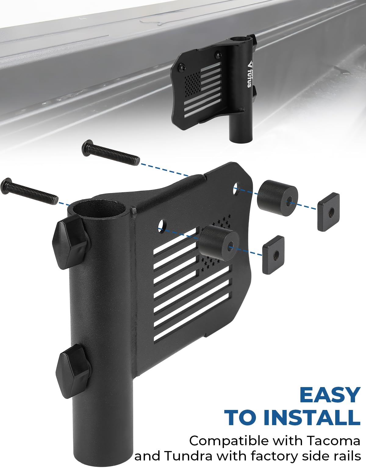 JOYTUTUS mount next to ruler showing size and fit for up to 1.18-inch poles