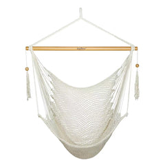 JoyView front view of hammock chair showing natural white seat and spreader bar for comfortable lounging