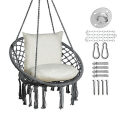 JoyView front view dark grey hammock chair showing full silhouette and comfort