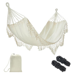 JoyView hammock front view showing full bed and tassels for stylish comfort
