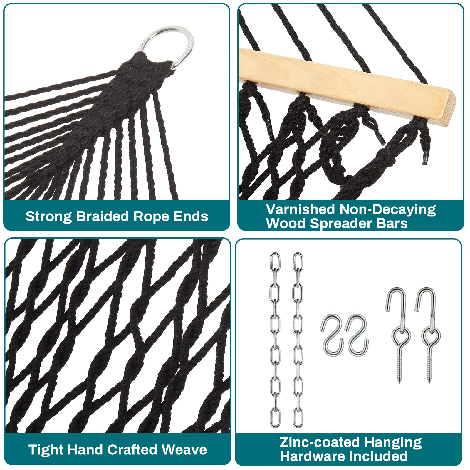 JoyView hammock size comparison with person to show roomy double bed and 450 lb capacity