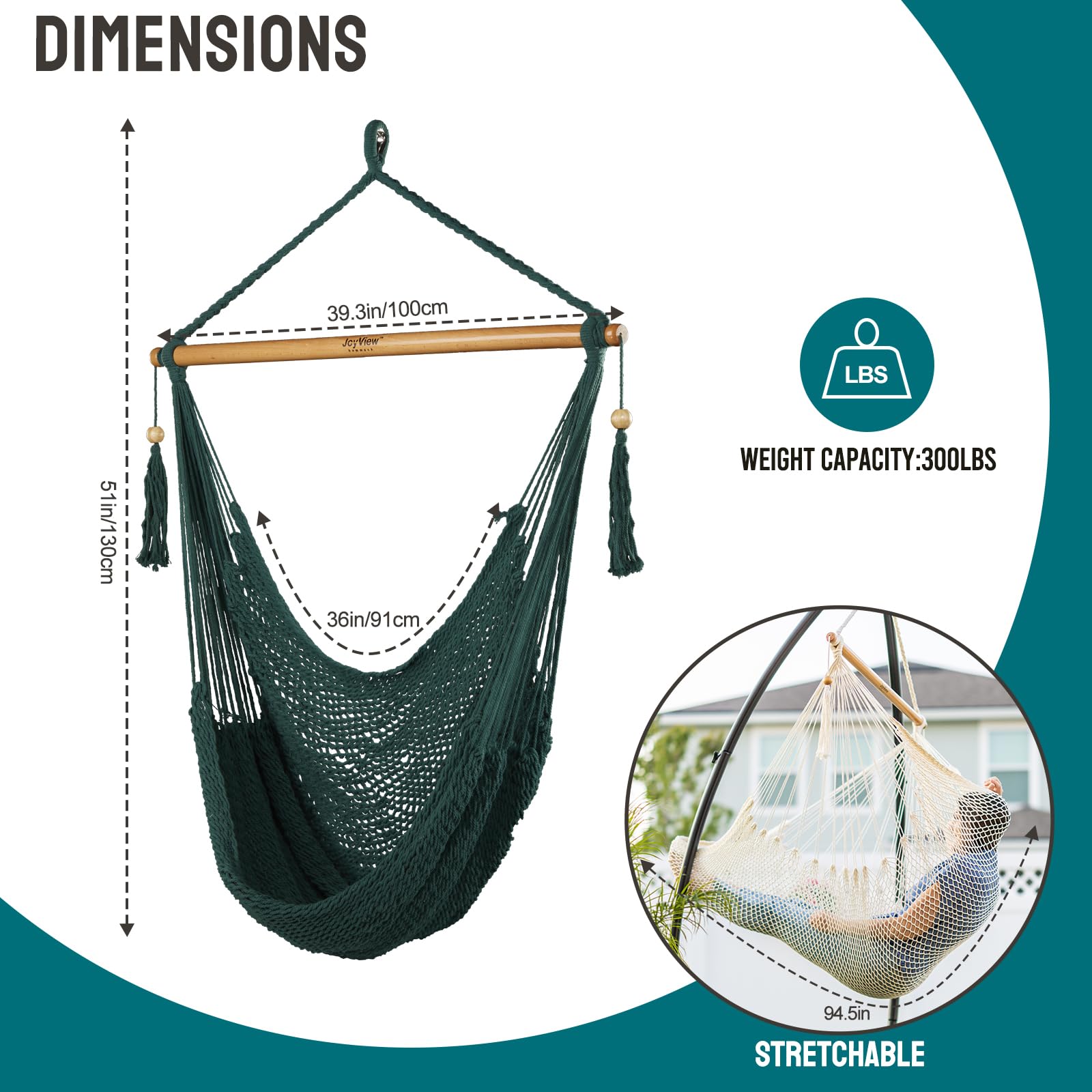 JoyView hanging on porch demonstrating outdoor relaxation and airflow