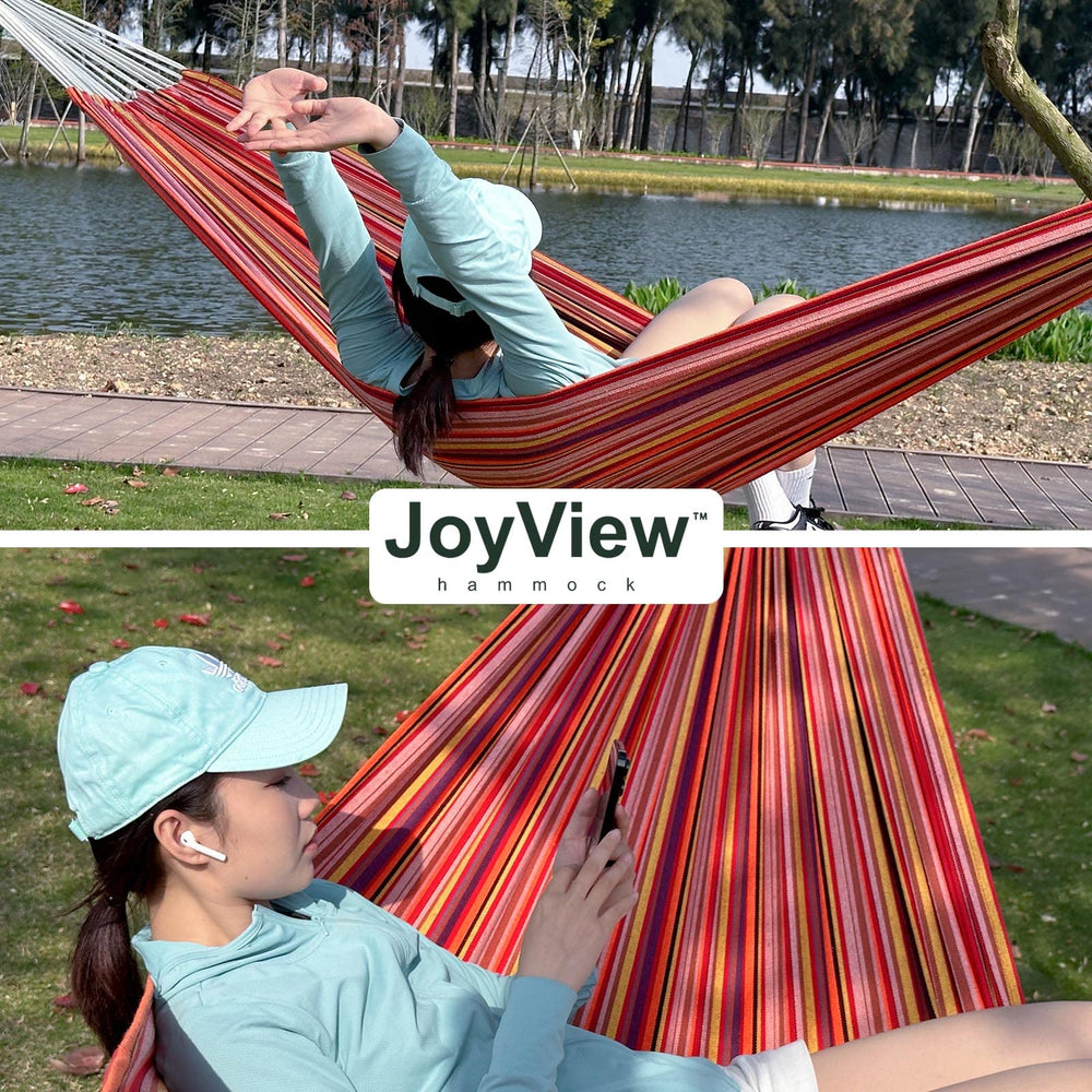 JoyView hammock folded in carry bag illustrating compact portable storage