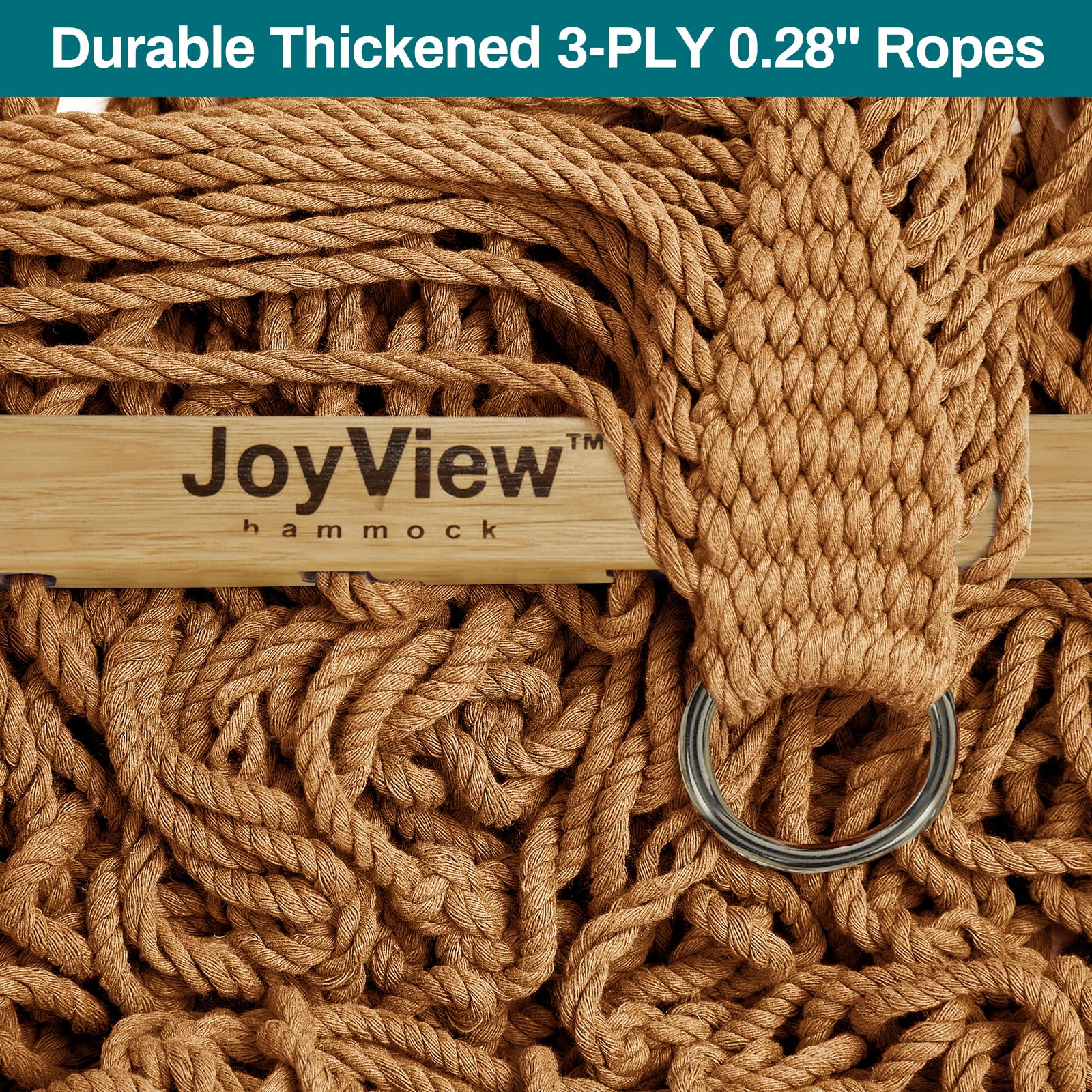JoyView hammock size comparison next to chair showing bed dimensions and scale