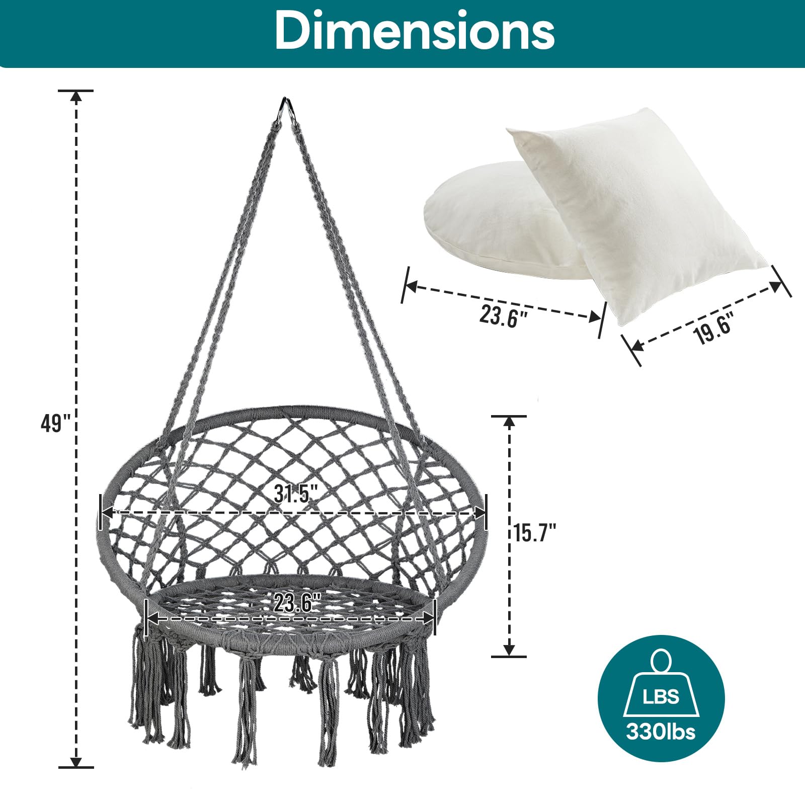 JoyView size scale with person sitting demonstrating safe 330 lb support