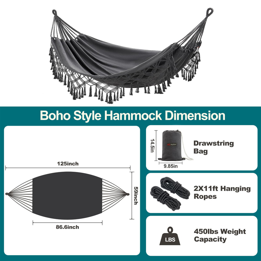 JoyView elegant tassels on hammock edge showing decorative boho detail
