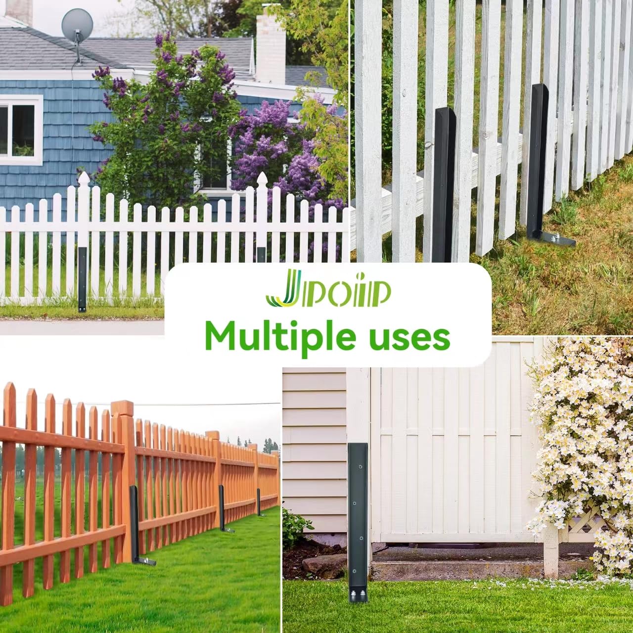 JPOIP installed anchor supporting a tilted wooden fence post to restore vertical alignment