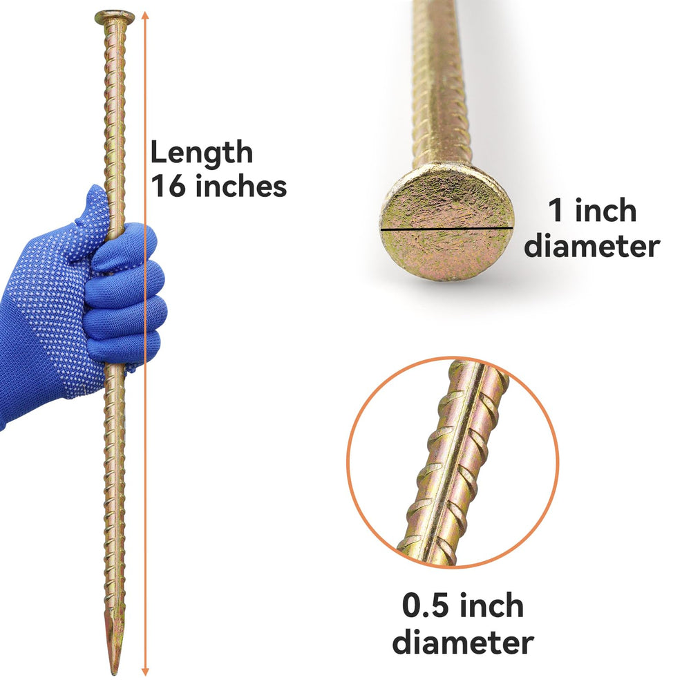 JPOIP stake beside ruler showing 16 inch length for deep anchoring