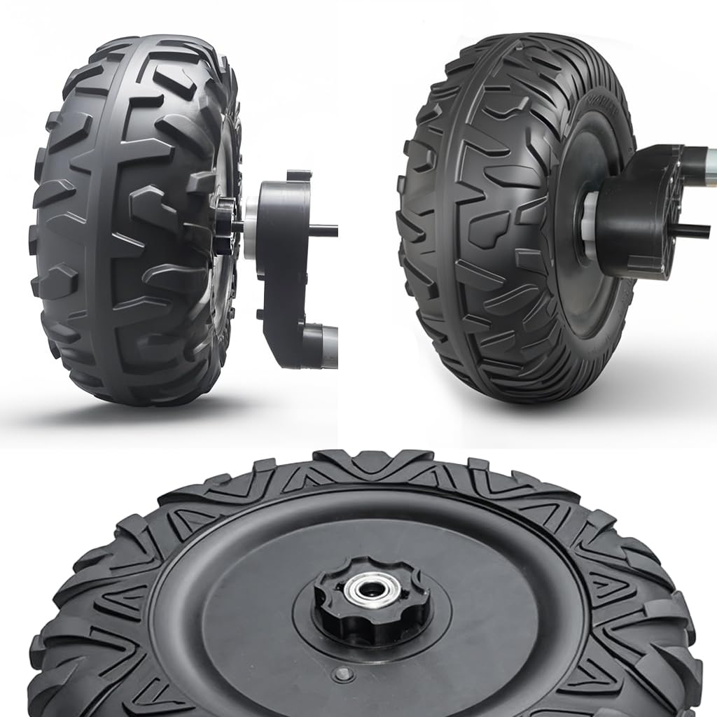 JRRXM tires on grass in play setting showing better grip and low-noise operation