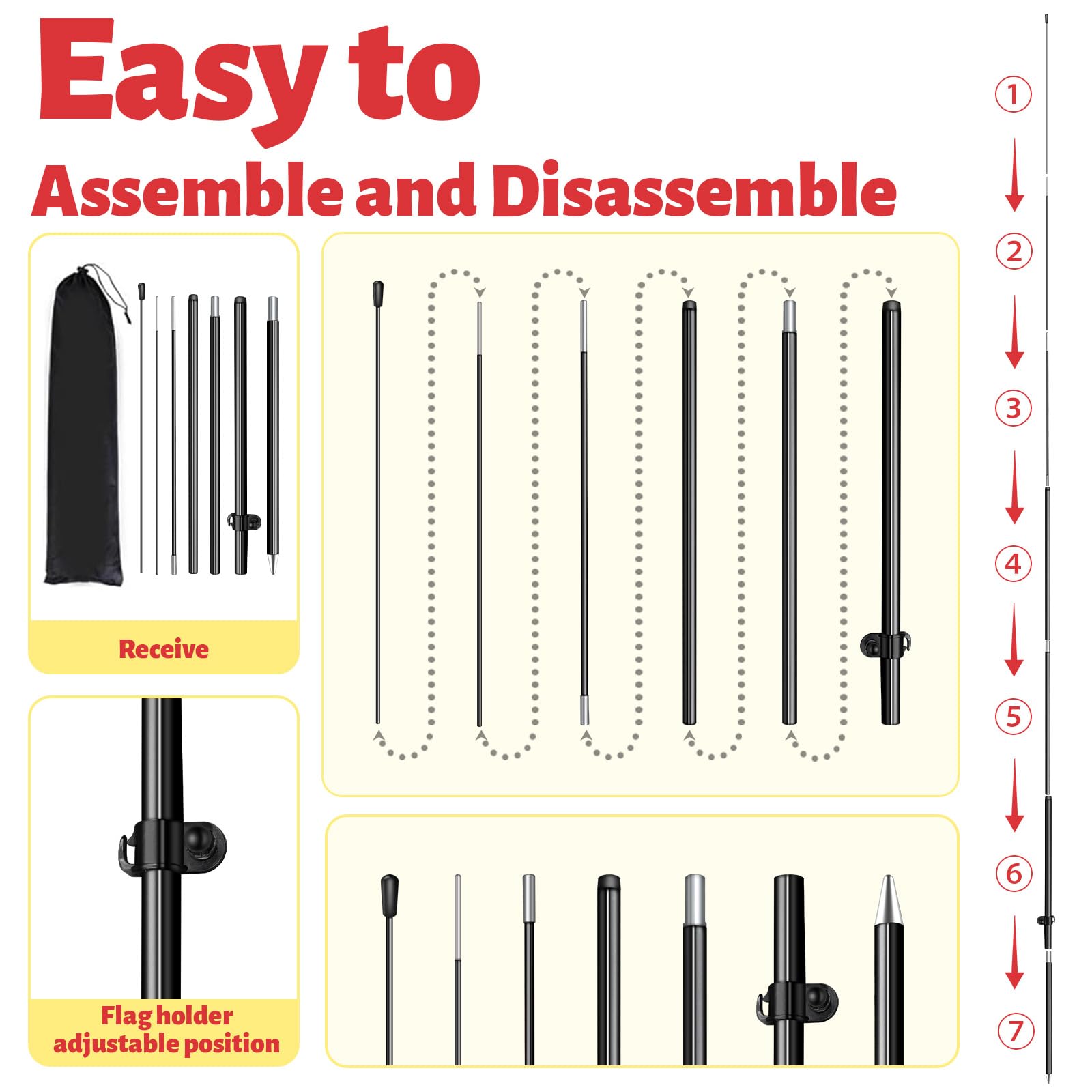 Jsngbse compact bag with disassembled poles and signs for convenient storage benefit