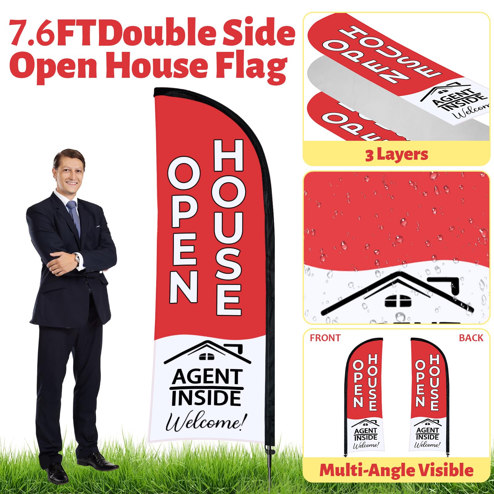 Jsngbse assembled flag pole with drawstring bag for easy transport benefit