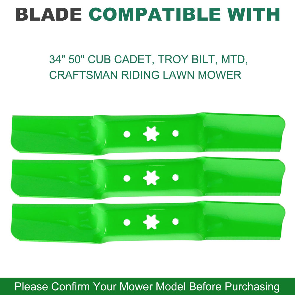 JSXDNWYJ blade installed on a 50-inch deck demonstrating correct placement