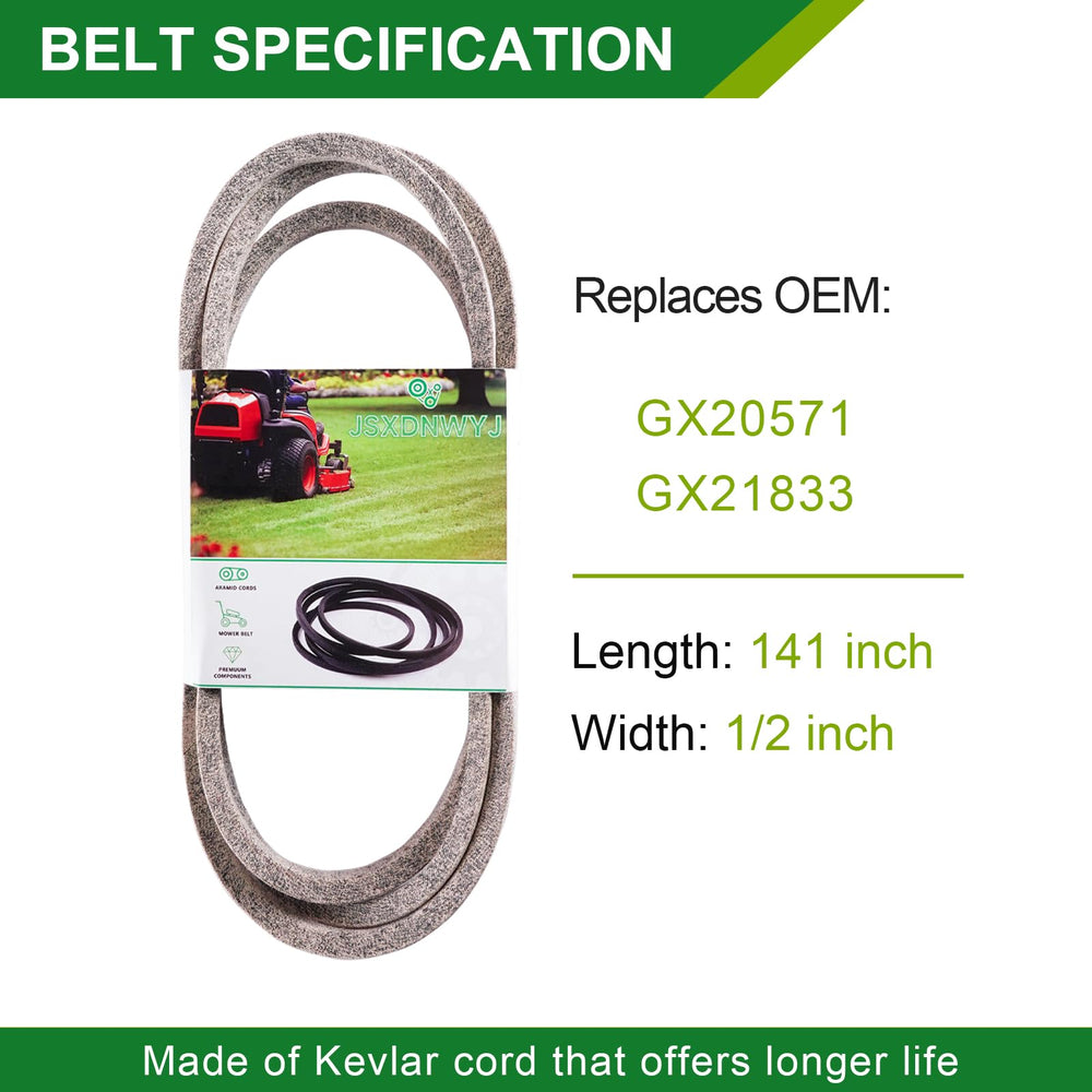 JSXDNWYJ belt laid flat showing correct length and benefit of accurate deck drive fit