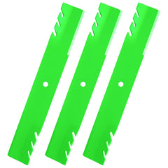 JSXDNWYJ blades front view showing three mulching blades and compatibility benefits