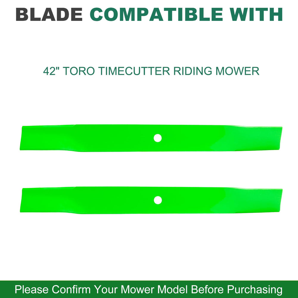 JSXDNWYJ blades mounted on a 42-inch mower deck for correct fitment