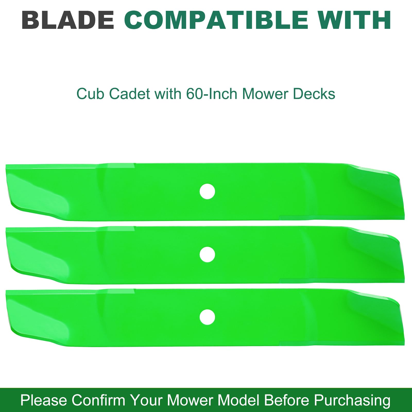 JSXDNWYJ blades installed under a 60 inch deck demonstrating ready-to-use replacement