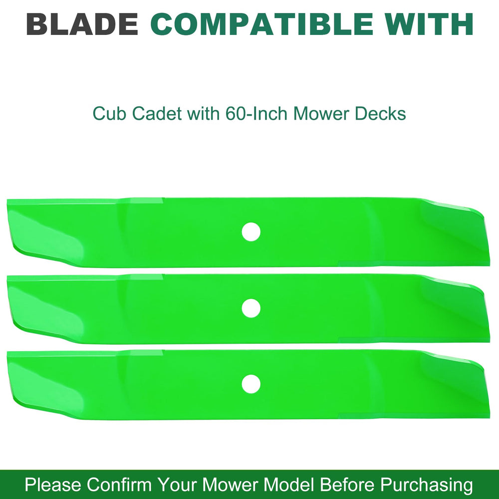 JSXDNWYJ blades installed under a 60 inch deck demonstrating ready-to-use replacement