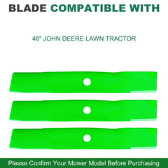 JSXDNWYJ blades installed on a 48-inch deck demonstrating correct fit