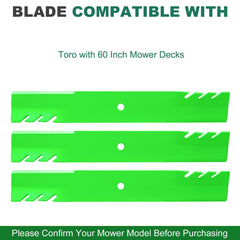 JSXDNWYJ blades installed on a Toro 60-inch deck demonstrating fit
