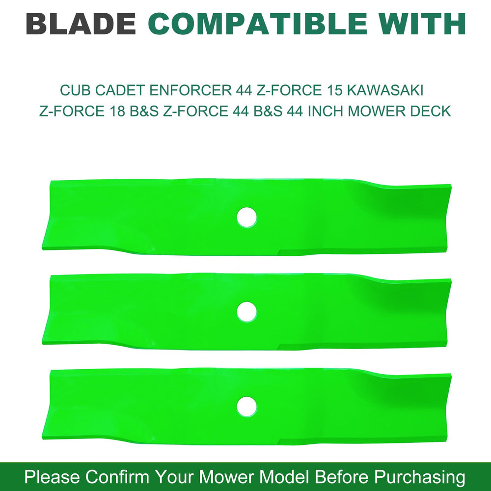JSXDNWYJ blades installed on 44-inch mower deck, restores airflow and discharge