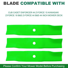 JSXDNWYJ blades installed on 44-inch mower deck, restores airflow and discharge