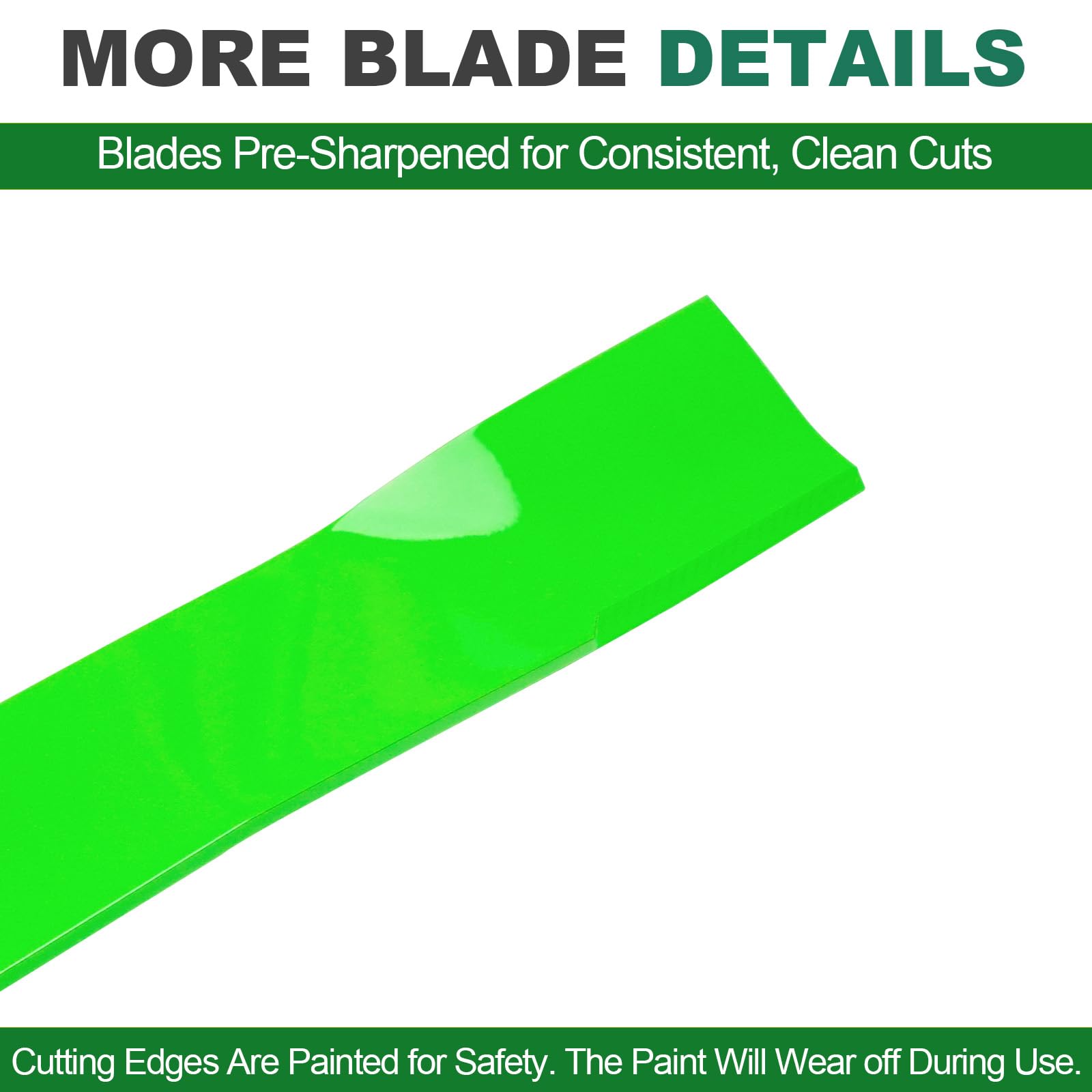 JSXDNWYJ blades laid next to ruler to show accurate length dimensions