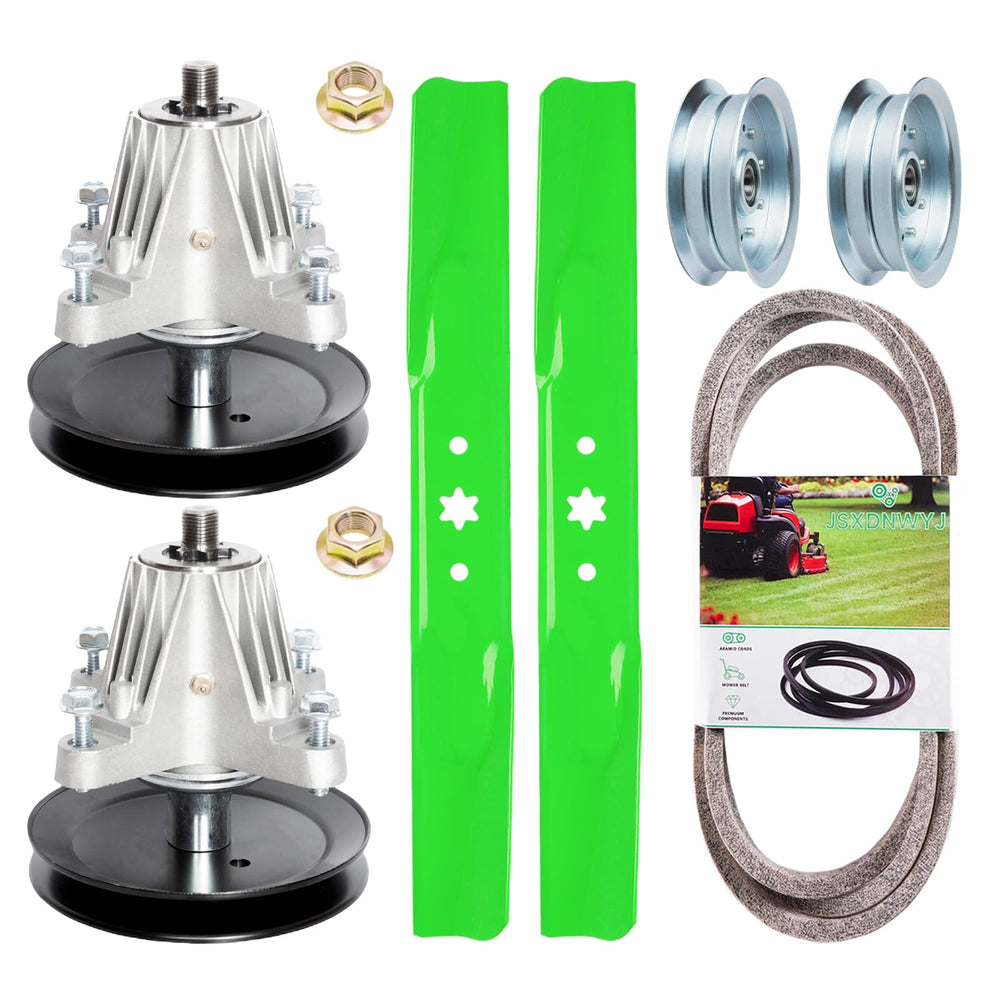 JSXDNWYJ front assembly showing spindle for secure deck alignment