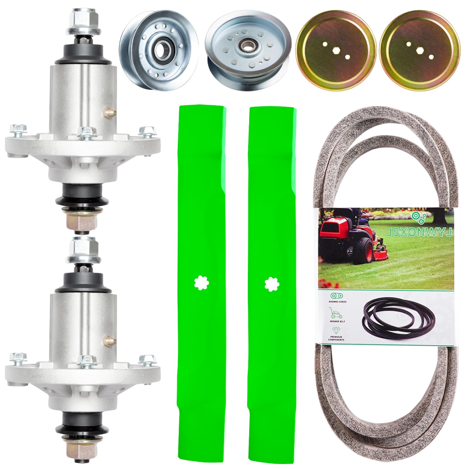 JSXDNWYJ front packaging showing complete 42-inch deck rebuild kit and ease of purchase