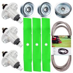 JSXDNWYJ front packaging for 48 inch deck kit showing included parts and benefit of single-purchase convenience