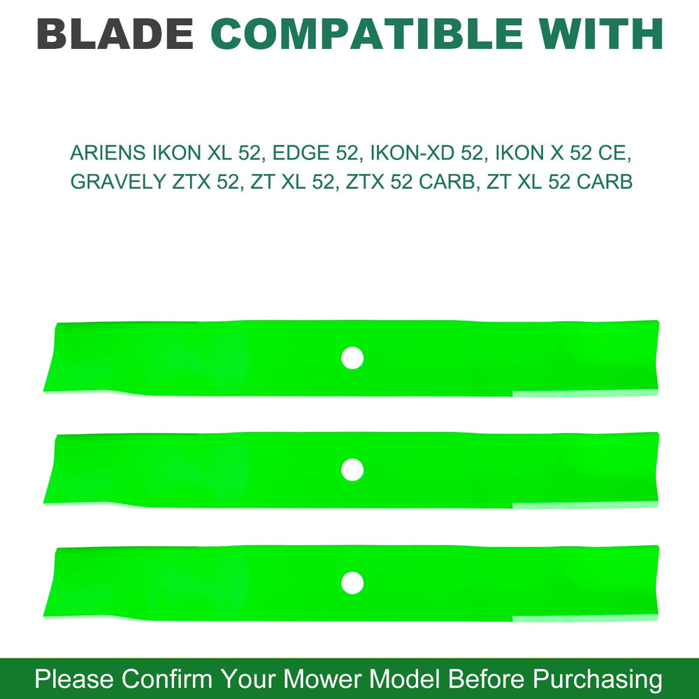 JSXDNWYJ blade installed on Ariens Ikon 52 deck demonstrating compatibility