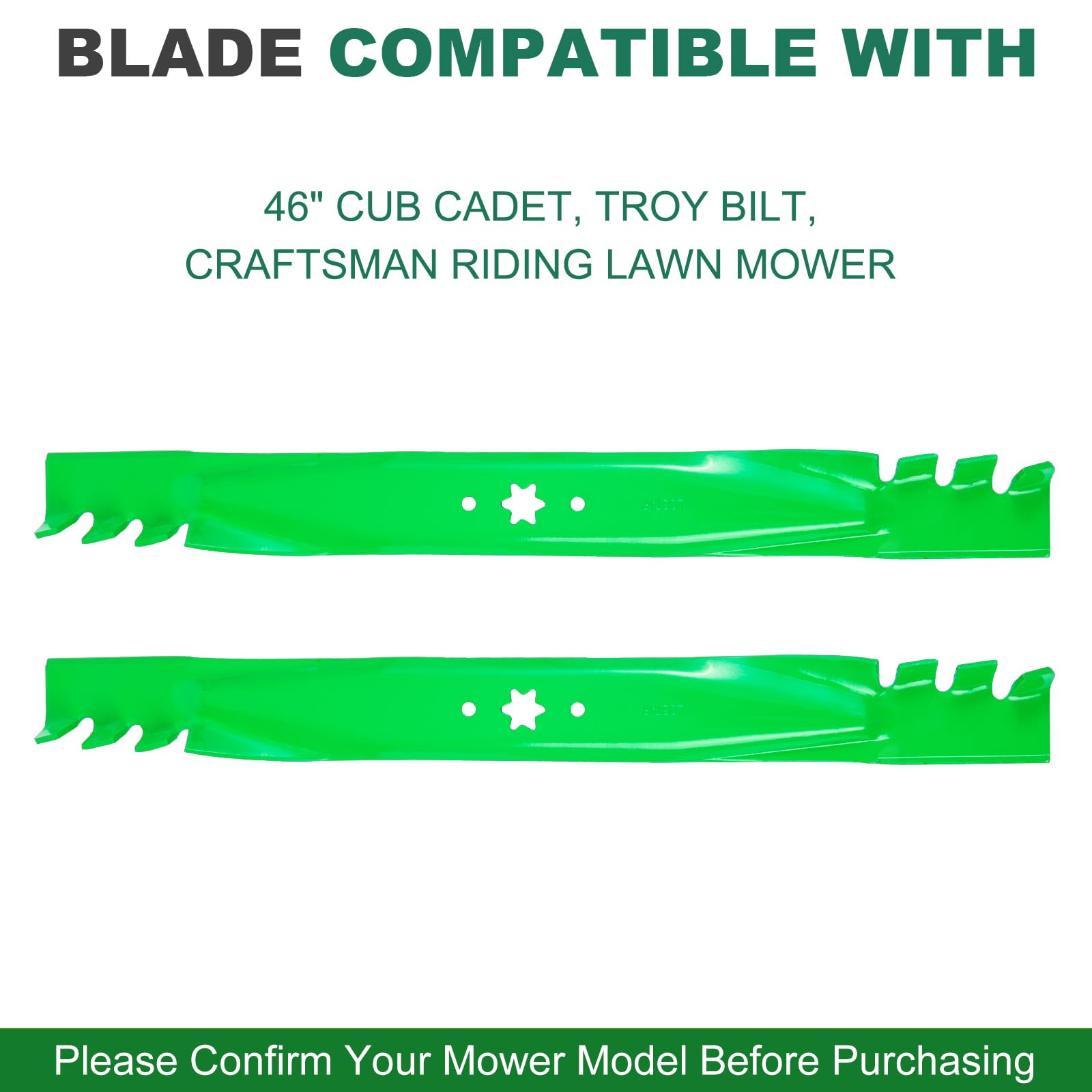 JSXDNWYJ blade mounted on 46-inch deck demonstrating correct fit and secure installation benefit