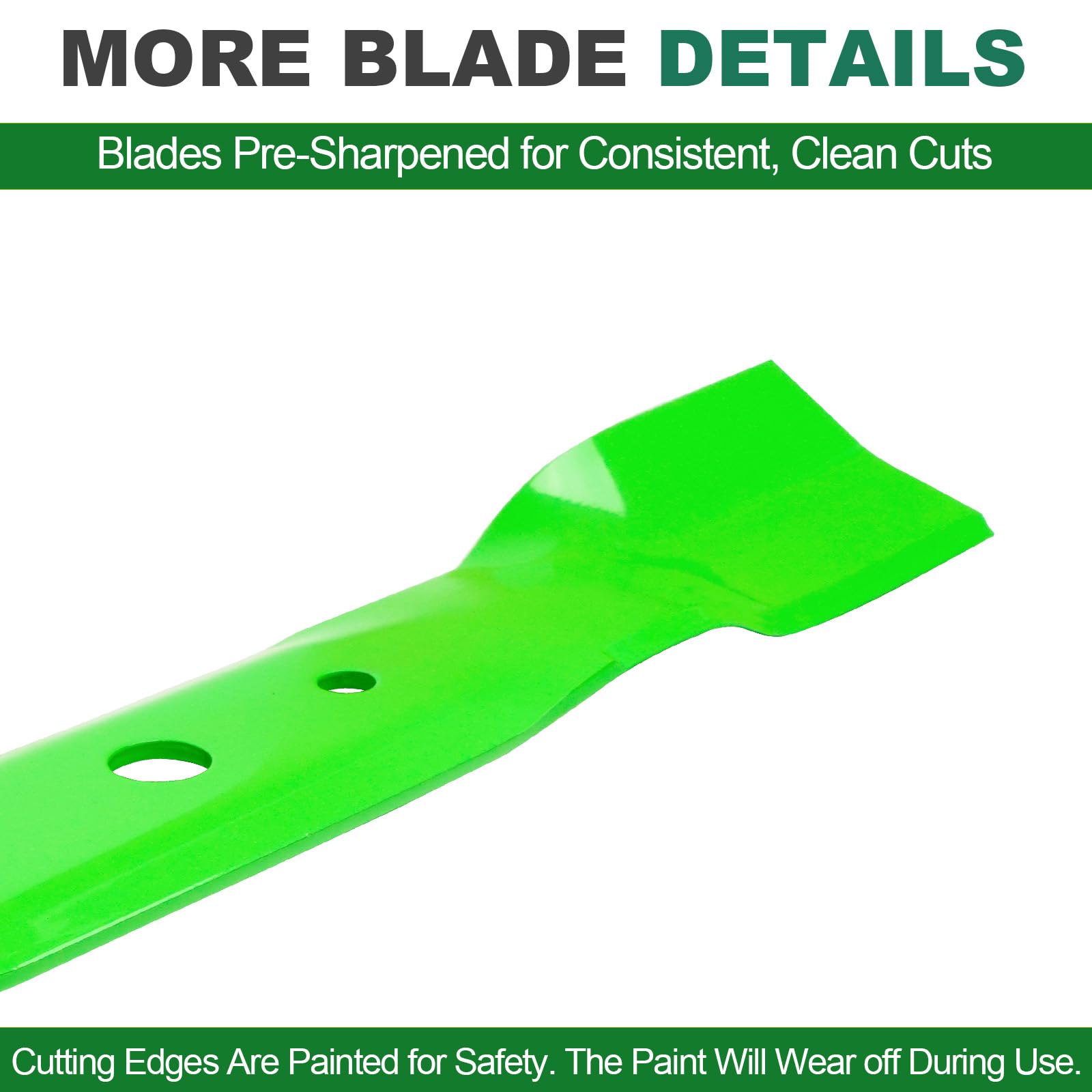 JSXDNWYJ blade installed on John Deere deck demonstrating easy installation and mulching action