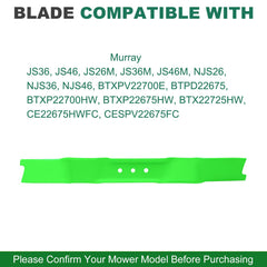 JSXDNWYJ blade installed under mower deck illustrating improved mulching benefit