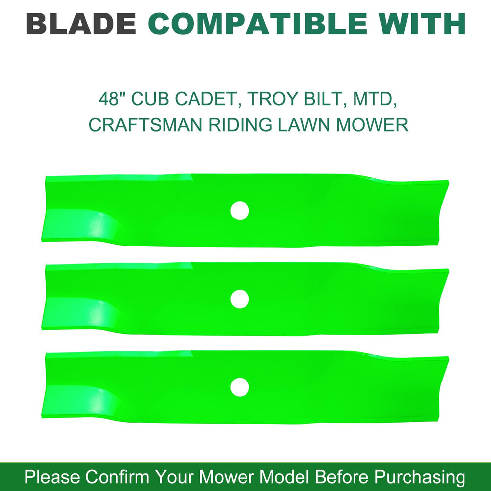 JSXDNWYJ blade installed on a 52-inch deck showing correct alignment