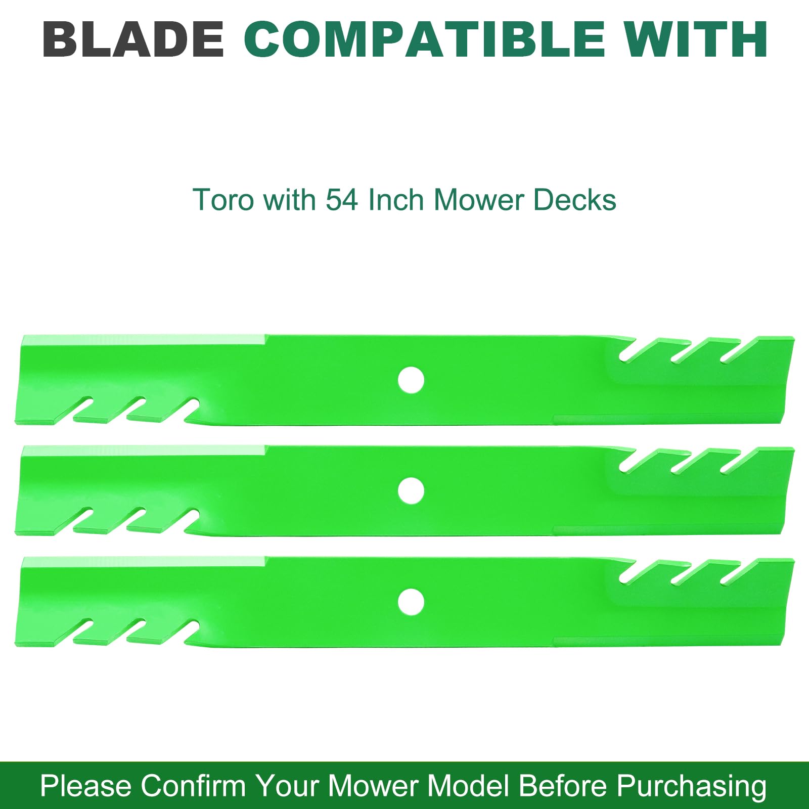 JSXDNWYJ blade installed on Toro 54-inch deck demonstrating correct fit and balance