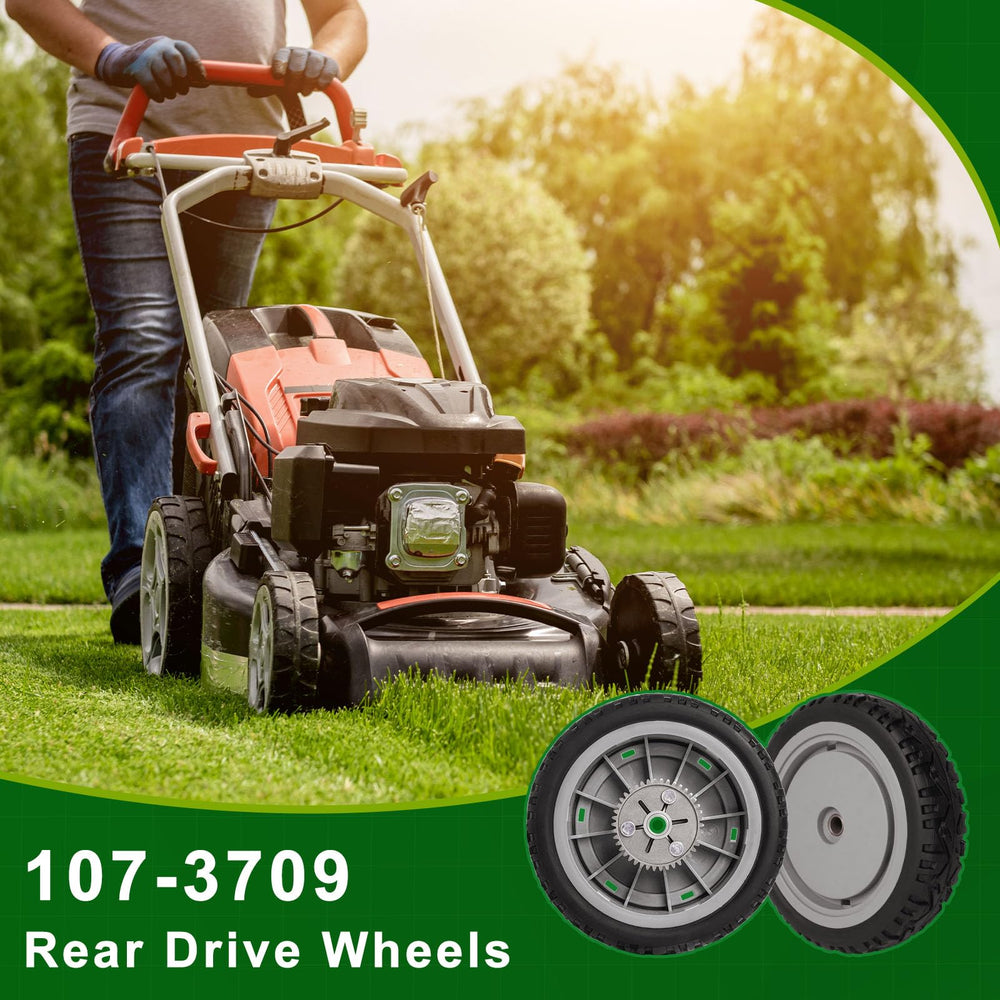 JSXDNWYJ wheel on lawn mower in garden showing reliable mowing performance benefit