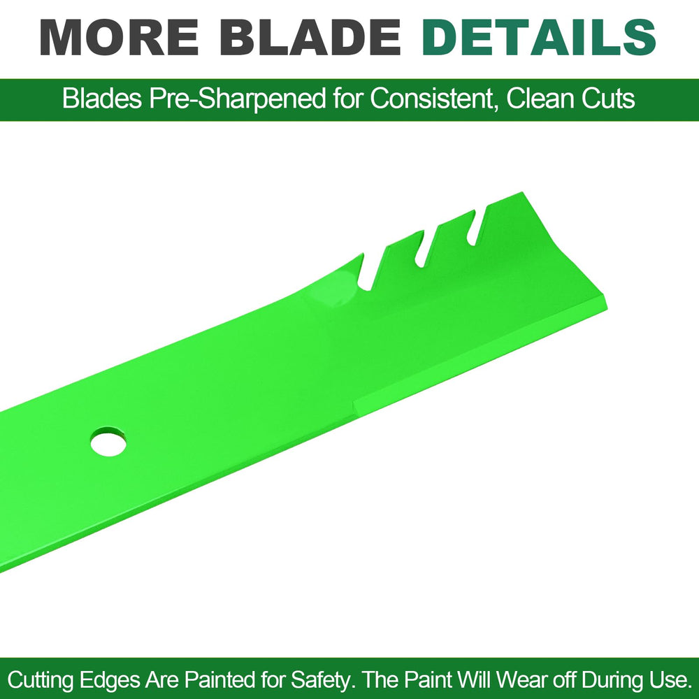 JSXDNWYJ blade mounted on Exmark Lazer Z deck illustrating compatibility