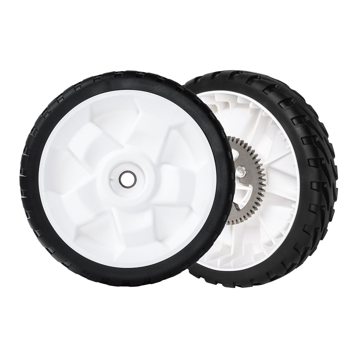 JSXDNWYJ front view of rear drive wheel showing fit and tread benefit