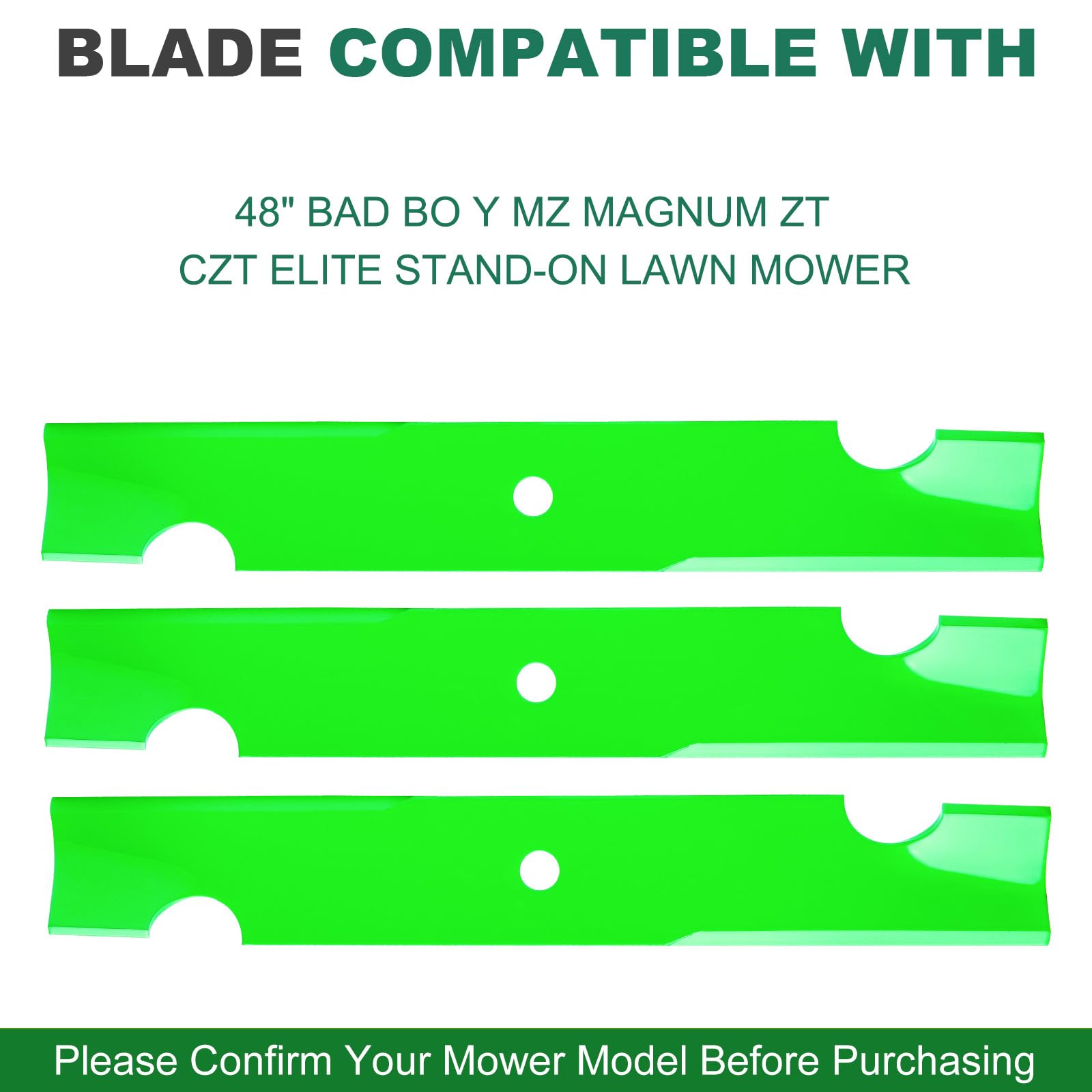 JSXDNWYJ blade beside ruler showing 16.5-inch length for deck fit