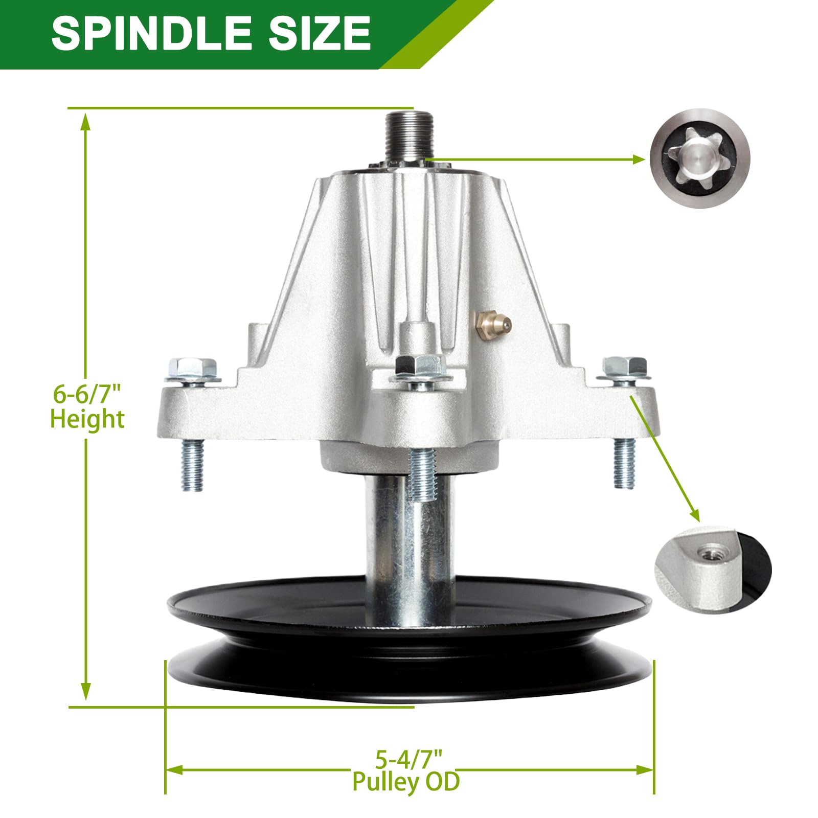 JSXDNWYJ spindle close-up showing machined surface for reduced vibration and longer life